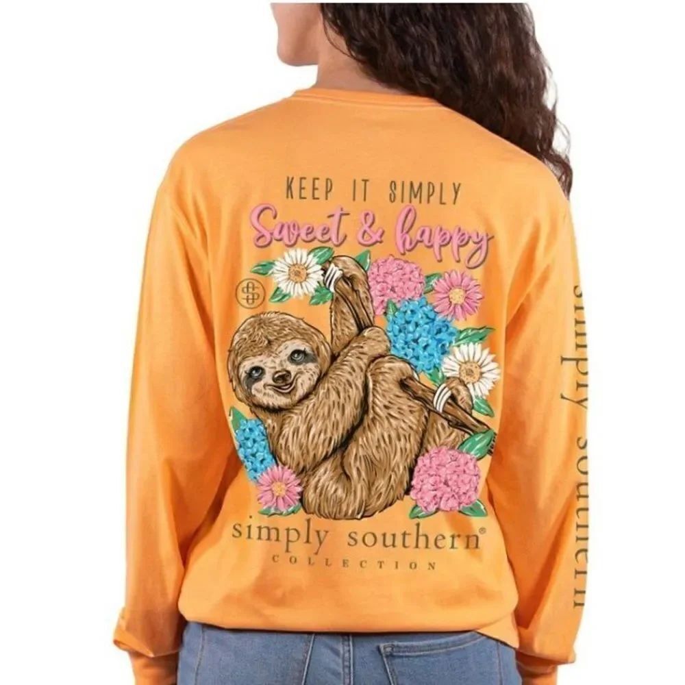 SIMPLY SOUTHERN MEDIUM KEEP IT SIMPLY SWEET & HAPPY SLOTH T-SHIRT - Picture 7 of 8